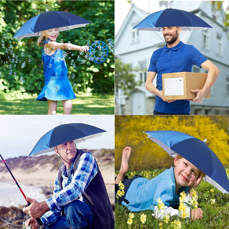 Umbrella Cap for Head, Double-Layer Fishing Umbrella Hat Sun Rain  Protection, Portable Hands Free Headwear for Women Men Golf Outdoor