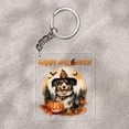thumbnail image 2 of Happy Halloween Australian Shepherd Witches Hat Pumpkin Carving Acrylic Keychain Aussie Dog Lover Gifts Collar Charm Tag Keyring - 02019, 2 of 5