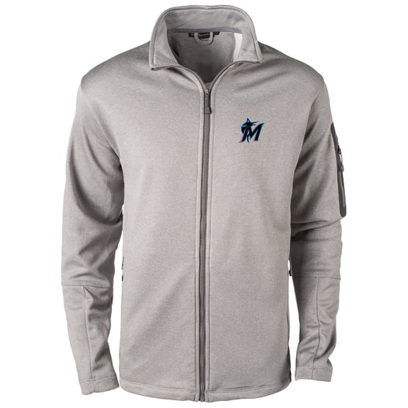 Men's Dunbrooke Heather Gray Miami Marlins Pacific Full-Zip Fleece Jacket