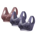 thumbnail image 2 of 3pc Womens Bras Comfortable V Mesh Full Coverage Bralette Supportive No Underwire Tshirt Everyday Bra, 2 of 7