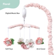 The Peanutshell Pink Floral Baby Musical Crib Mobile for Baby Girls with 12 Lullabies