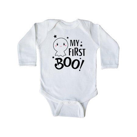 

Inktastic My 1st Boo with Cute Ghost Gift Baby Boy or Baby Girl Long Sleeve Bodysuit