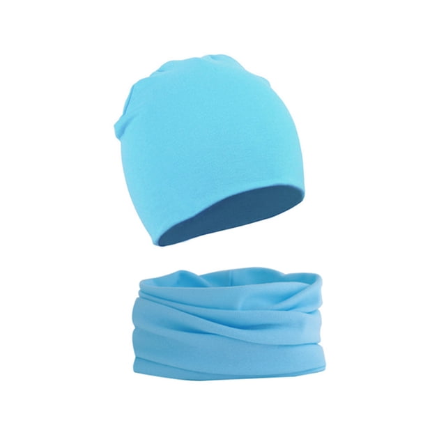 Kids Winter Hat and Scarf Set - Warm Solid Color Hip Hop Head Cap for Boys and Girls