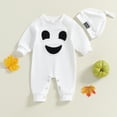 thumbnail image 3 of WIBACKER Halloween Cotton Newborn Baby Boy Girl Ghost Outfit Infant Long Sleeve Romper with Hat Set Baby Boys' Costumes, 3 of 6