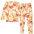 thumbnail image 2 of Love Heart Daisies Waves Pattern Cotton Pajamas 2 Piece Set Sleepwear Soft and Comfortable Homewear Nightwear, 2 of 7