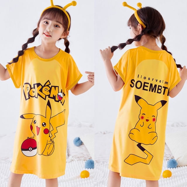 Vestido de princesa Pikachu para niña, pijama de bebé, camisón de Pokémon, ropa de dormir de verano para niños qym unisex