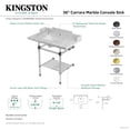thumbnail image 4 of Kingston Brass LMS36MASQB1 Pemberton 36" Carrara Marble Console Sink with Acrylic Legs and Shelf (8-Inch, 3-Hole), Carrara Marble White/Polished Chrome, 4 of 4