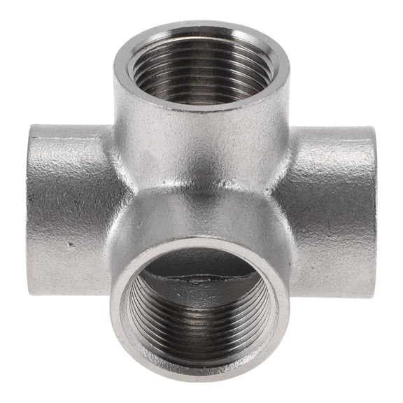 Unique Bargains 304 Stainless Steel Pipe Fittings 3/4" BSPT 4-Way Outlet Cross Female Adapter 1 Pc