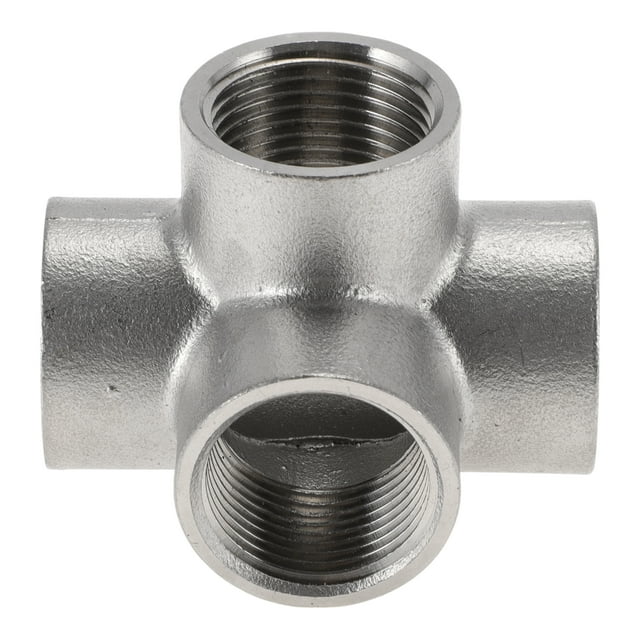 Accesorios de tubería de acero inoxidable 304 Unique Bargains 3/4" BSPT adaptador hembra cruzado de salida de 4 vías 1 Pc