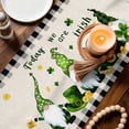 thumbnail image 3 of St. Patrick's Day Table Runner - 90 Inch Long Green Shamrock Gnomes Gold Coin Beige Cotton and Linen Blended Dress Scarves Farmhouse Table Runner for Kitchen Dining, Coffee Table, 13" x 90", 3 of 8