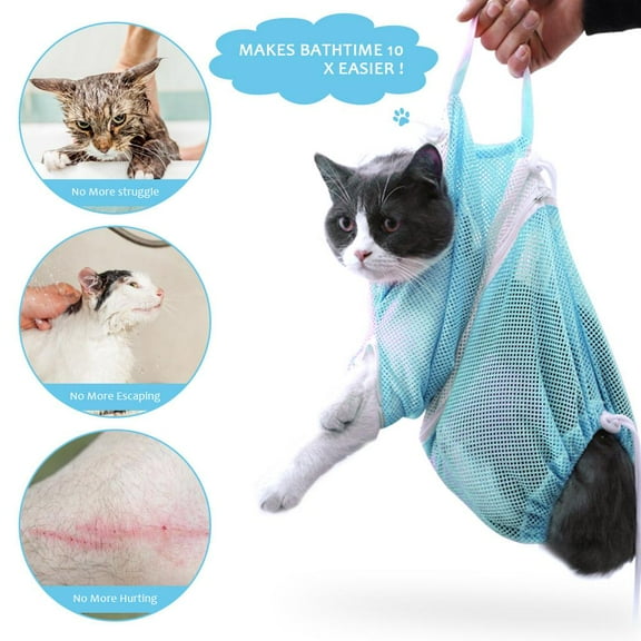 Jmtresw Mesh Cat Washing Bag Pet Grooming Bathing Bite Restraint No Scratching Bags