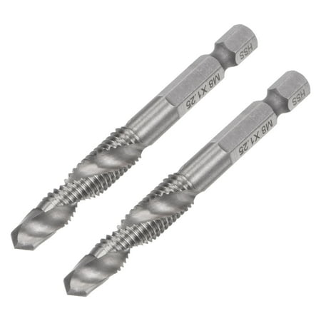 

Uxcell M8 x 1.25 Uncoated High Speed Steel Combination Drill Tap Bit 2.83 Length 2 Pack