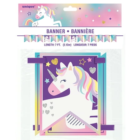 (2 pack) Rainbow Unicorn Party Banner, 7 ft, 1ct