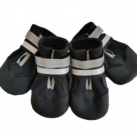 GASTROPOD 4Pcs Dog Shoes Waterproof Anti-Slip Soft TPR Sole Dog Boots Winter Protection Dog Boots for Winter 6x5.5cm Black