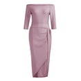 thumbnail image 4 of Baqcunre Wedding Guest Dresses For Women Dress Women'S Hip Bag Dress Shiny One-Neck Slit Women'S Hip Bag Dress Shiny One-Neck Slit Homecoming Dresses Formal Dresses For Women Purple Dress XL, 4 of 7