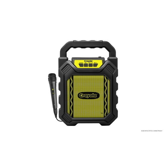 Crayola Portable Bluetooth Karaoke Speaker with FM Radio and Wired Microphone, Black, CBX210M