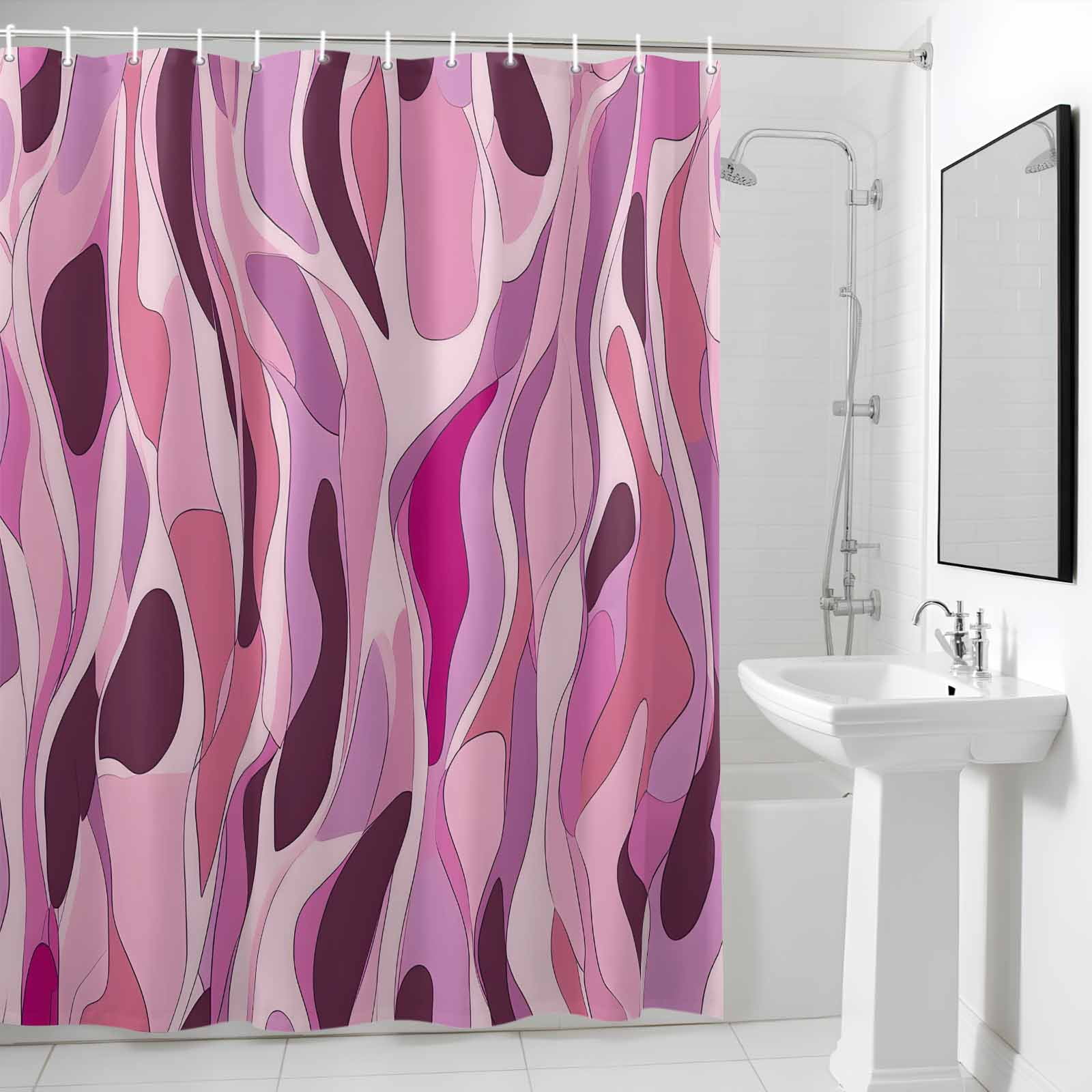 Modernism Style Fabric Shower Curtain Water Ripple Washable Shower Curtains for Bathroom, Waterproof Bath Curtain with Hooks Home Decor 72x72in