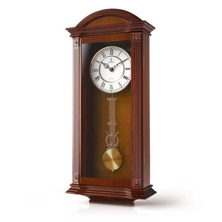 Pendulum Wall Clock Battery Operated - Large, Wooden Hanging Grandfather Wall Clock with Pendulum, 27x11 - Quiet, Made with Real Wood for Living Room Decor, Office & Home Décor Gift
