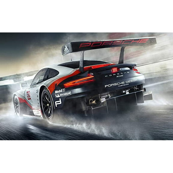 Iconic Arts Laminated 42x24 Poster: Porsche 911 RSR 4k Wide