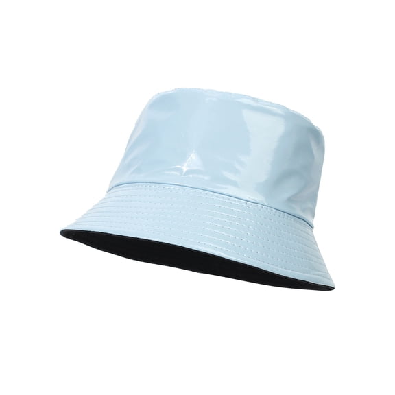 Blue Bucket Hats Bright Leather Color Double Fisherman's Hat Women's Outdoor Sun Basin Hat Foldable Travel Hat Men Multicolor Optional