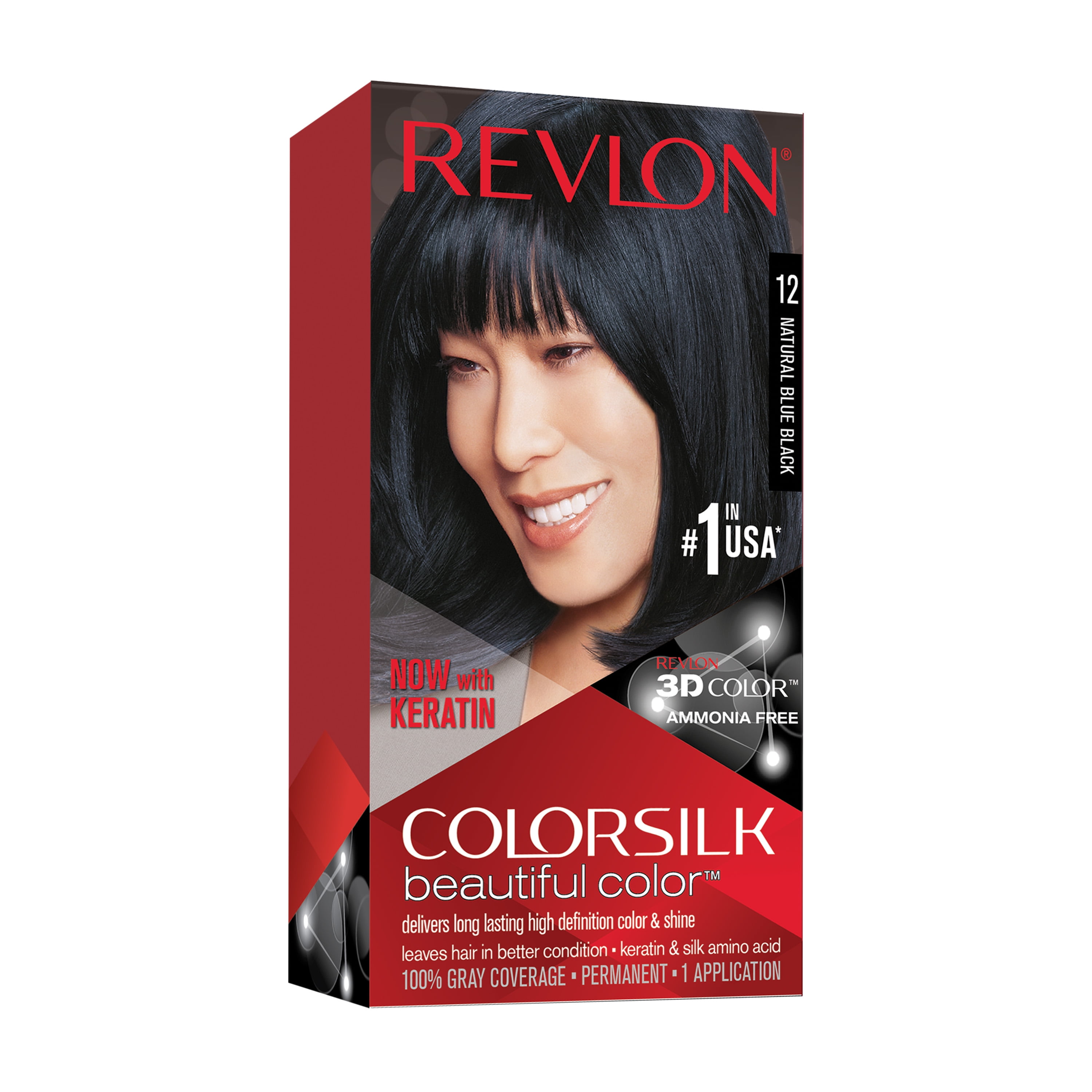 Revlon Colorsilk Beautiful Color Permanent Hair Dye, Dark Brown, At-Home  Full Coverage Application Kit, 12 Natural Blue Black, 1 count 