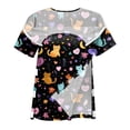 thumbnail image 6 of OIOLOYJM Post Shoulder Surgery Shirts for Women Cute Print Tear Away Recovery Comfortable Full Open Snap Shirts with Pocket Short Sleeve Adaptive Chemo Port Lounge Clothing Dark Gray M, 6 of 7
