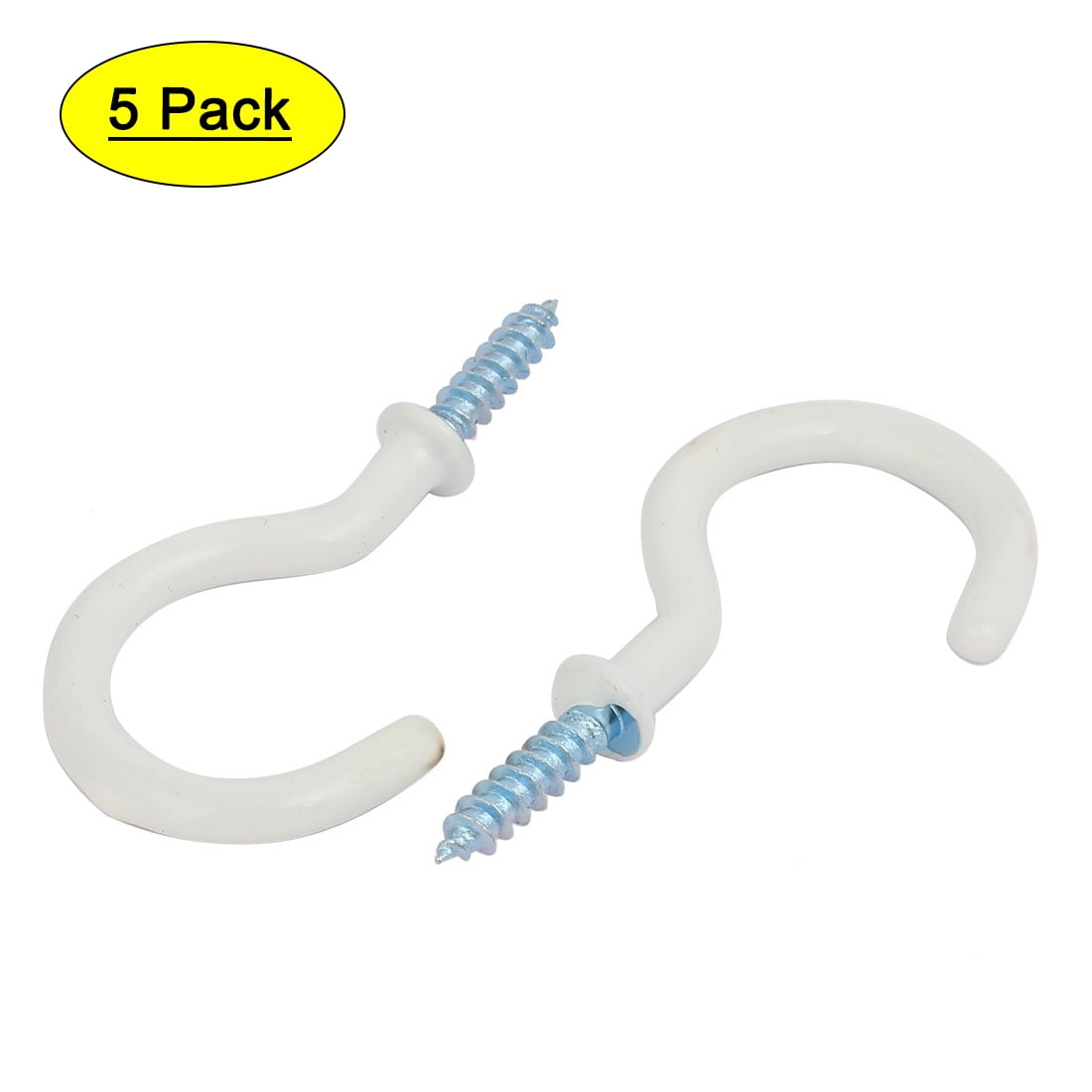 Pack of 6 Set of 6 Pieces Merriway BH04764 Cup Hook White Plastic Coated 25 mm
