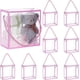 thumbnail image 1 of 10 cajas de regalo transparentes de PVC de 5,5 x 5,5 x 2,8 pulgadas con borde rosa de encaje y asa para bodas, fiestas, Navidad y cumpleaños., 1 of 5