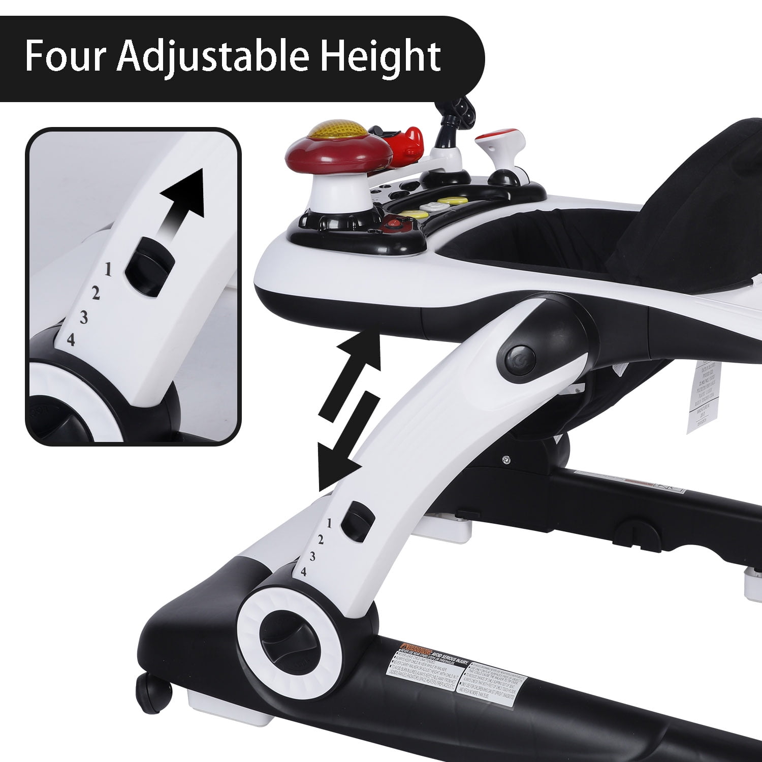 LINLUX Baby Walker w/ Music & Lights, Toddler Activity Walker w/ Seat, Black