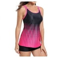 thumbnail image 3 of Womens 2025 Tankini Swimsuits Tummy Control Flowy Swimwear Two Piece Bathing Suits Swim Tank Top with Boyshorts Rose Red M, 3 of 9