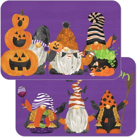 

Wipe-Clean Reversible Decofoam Placemats Gnome for Halloween Set of 2 Made in The USA