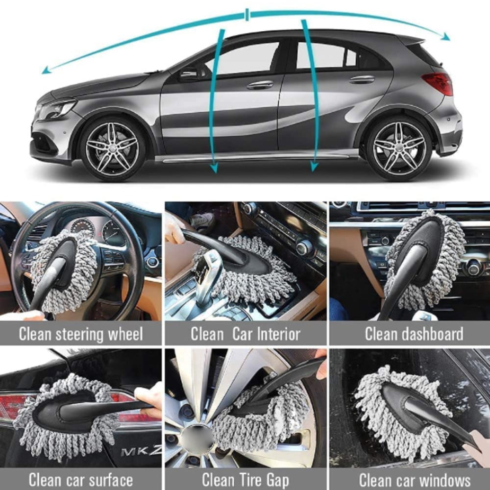 Car Washing Tool Wheel 10PCS Car Wash Cleaning Tools Kit Automobile Detailing Brush Dash Duster Brush Washing Mitt Towels Tire Hub Brush Wax Applicator Pad with Storage Bag for Interior Exterior
