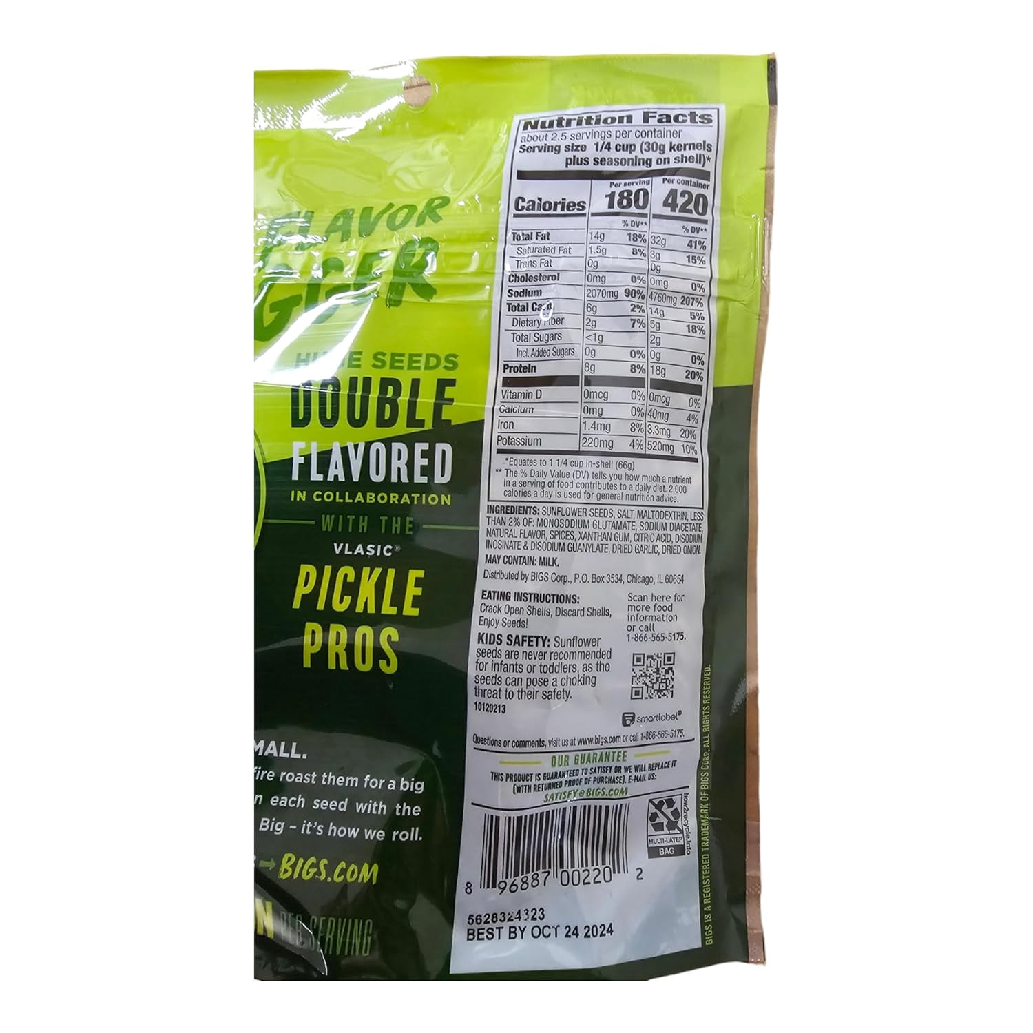 Bigs Dill Pickle Sunflower Seeds, 5.35 OZ (Pack of 8)