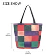 thumbnail image 5 of FORMRS Womens Canvas Tote Bag with Zipper Inner Pocket Shoulder Handbag, Red and Purple Plaid Pattern, 5 of 7