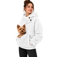 thumbnail image 3 of YMNXA Women Pet Pouch Hoodie Yorkshire Terrier Print Long Sleeve Pullover Button Collar Sweatshirt with Front Pocket for Small Pets Winter Outdoor Play,M, 3 of 9