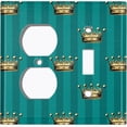 thumbnail image 4 of Metal Light Switch Plate Cover Elegant Yellow Crown Green Striped Damask DAM099, 4 of 13