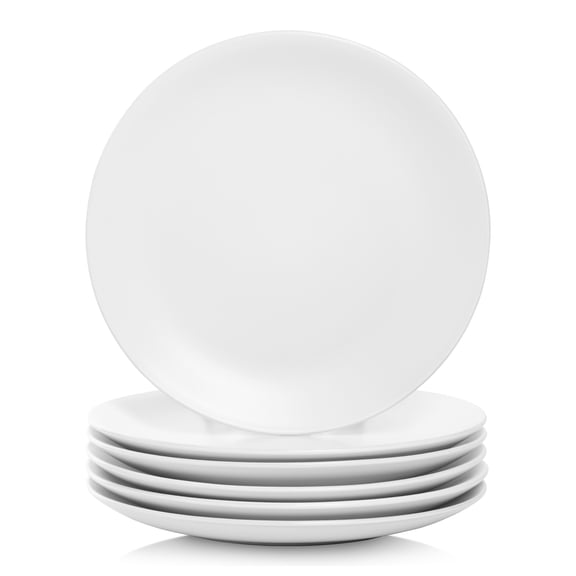 10 Strawberry Street Wazee Matte 10.5" Coupe Stoneware Dinner Plate, Set of 6, White