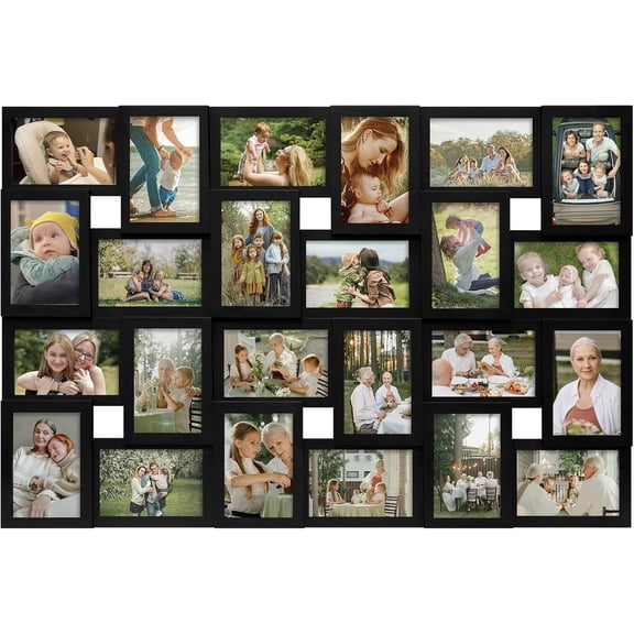 Collage Picture Frames for Wall 24 Slots, Reunion Friends Family Memory Large Photo Frame Selfie Gallery Puzzle Collage Wall Hanging for 4x6 Photo