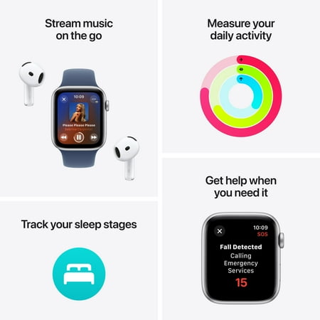 Apple Watch SE 2nd Generation (GPS + Cellular) 44mm Midnight Aluminum Case with Midnight Sport Band - S/M - Midnight
