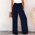 thumbnail image 7 of MDUKONU Women's Fashionable Linen Pants Elastic Waist Linen Blend Adjustable Drawstring Dark Blue S, 7 of 7