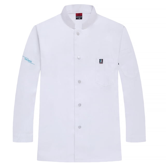 CHEF UNIFORM Uniform Cocina de manga larga Delantal con bolsillos delanteros Butcher Professional Home Supplies Sweat Bands for Grill Restaurant White l sidaley LF000324-08