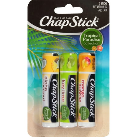 ChapStick Tropical Paradise Collection Mango, Lime and Coconut Lip Balm Tubes Variety Pack, 0.15 oz, 3 Pack