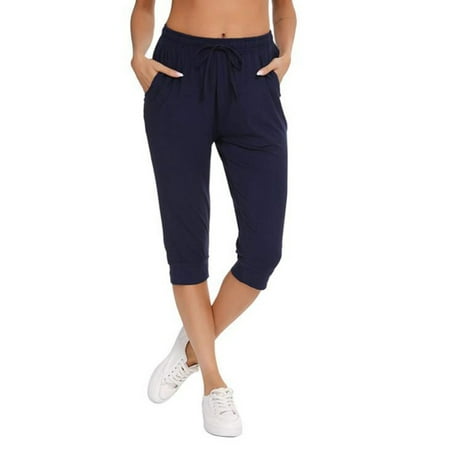 

UKAP Capri Pajama Pjs Pant for Women Yoga Workout Cropped Lounge Pant Comfy Sleep Jogger Pant Sleepwear Bottom with Pocket
