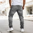 thumbnail image 7 of Mens Ripped Jeans Distressed Slim Fit Straight Leg Denim Pants Elastic Waist Tapered Vintage Washed Jean Pants with Pockets, 7 of 7