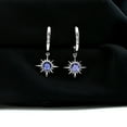 thumbnail image 3 of Rosec Jewels Tanzanite Sunburst Hoop Drop Earrings for Women (AAA Grade, December Birthstone), 14K White Gold, 3 of 9