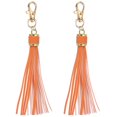 thumbnail image 1 of 2pcs Borlas de Cuero, Borla de Llavero de 6" con Gancho Giratorio para Hacer Joyería, Bolsos, Correas para Teléfonos (Naranja), 1 of 7