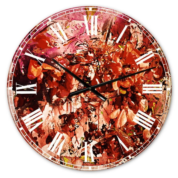 Designart 'Bouquet of Red Sakura Flowers' Traditional wall clock