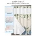 thumbnail image 2 of No Hook Cloth Fabric Shower Curtain with Snap in Liner, Blue Flowers Waterproof Shower Curtains Set with See Through Top Window, Green Eucalyptus Floral Country Beige Bath Curtains Shower 36"x72", 2 of 6