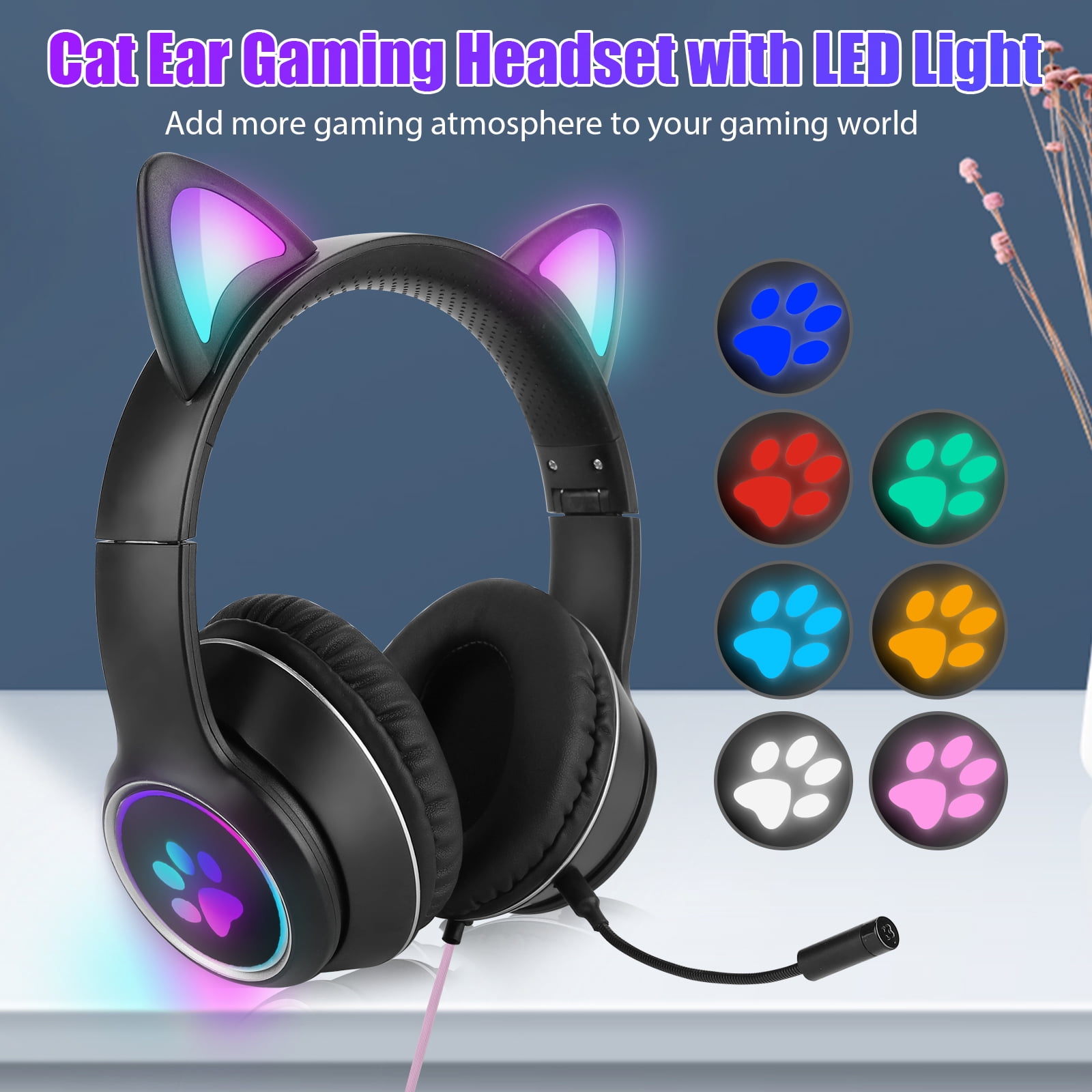 XINYTEC Detachable Gaming Headphones Cat Ears Attachment Stereo Headset  Decoration 