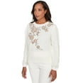 thumbnail image 3 of Alfred Dunner Womens Petite Floral Embroidered Chenille Sweater, 3 of 4